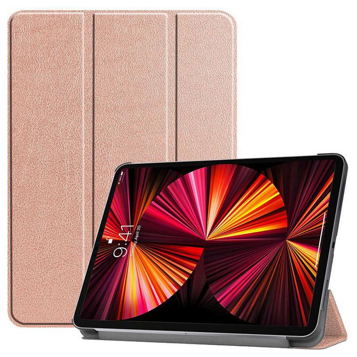 CoreParts Cover for iPad Pro 11" 1/2/3 Gen (2018-2021) Tri-fold Caster Hard Shell Cover with Auto Wake Function - Rose Gold - W126439173