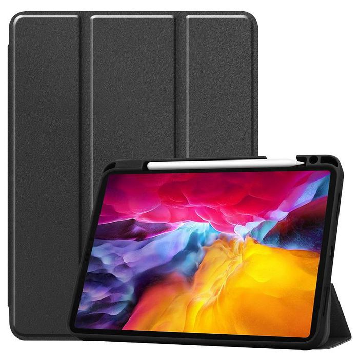 CoreParts Cover for iPad Pro 11" 1,2,3 Gen. 2018-2021, Tri-fold Caster TPU Cover Built-in S Pen Holder with Auto Wake Function - Black - W126439185