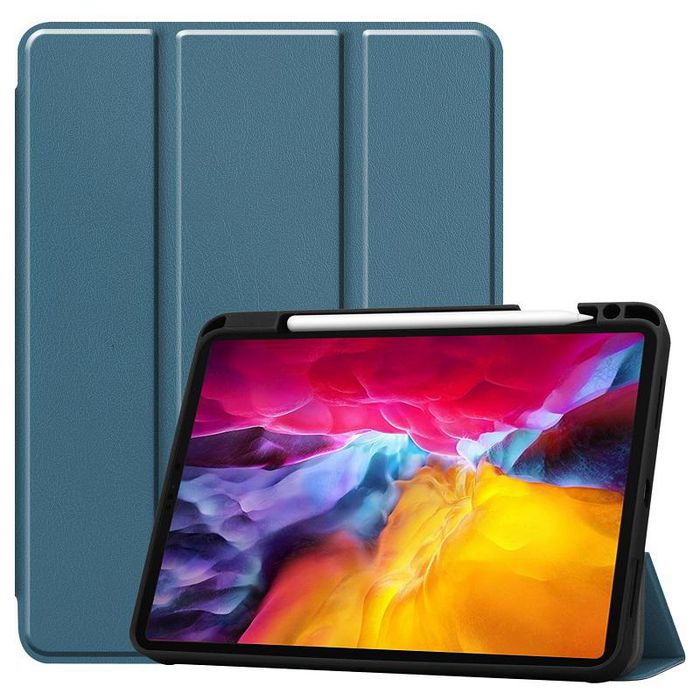 CoreParts Cover for iPad Pro 11" 1/2/3 Gen (2018-2021) Tri-fold Caster TPU Cover Built-in S Pen Holder with Auto Wake Function - Dark Green - W126439188