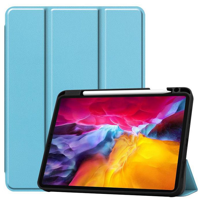 CoreParts Cover for iPad Pro 11" 1/2/3 Gen (2018-2021) Tri-fold Caster TPU Cover Built-in S Pen Holder with Auto Wake Function - Sky Blue - W126439189