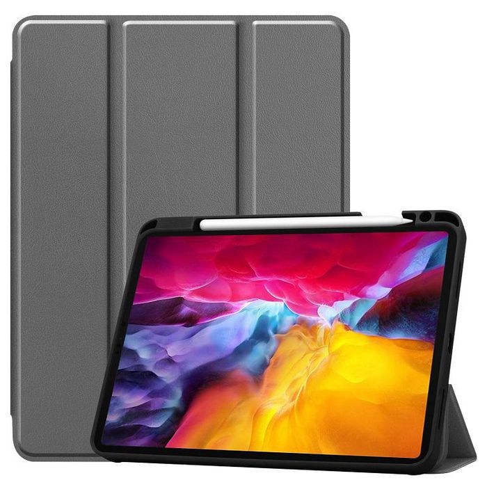 CoreParts Cover for iPad Pro 11" 1/2/3 Gen (2018-2021) Tri-fold Caster TPU Cover Built-in S Pen Holder with Auto Wake Function - Gray - W126439191