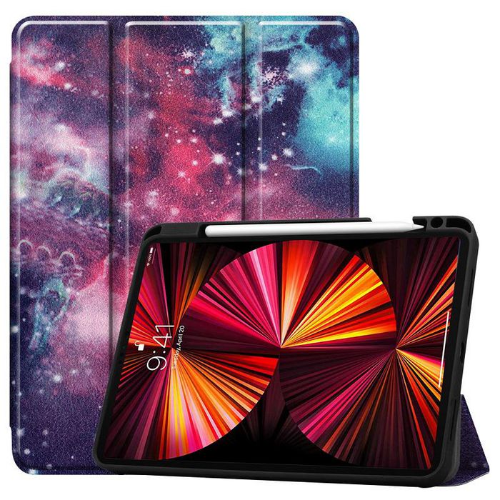 CoreParts Cover for iPad Pro 11" 1/2/3 Gen (2018-2021) Tri-fold Caster TPU Cover Built-in S Pen Holder with Auto Wake Function - Galaxy Style - W126439193