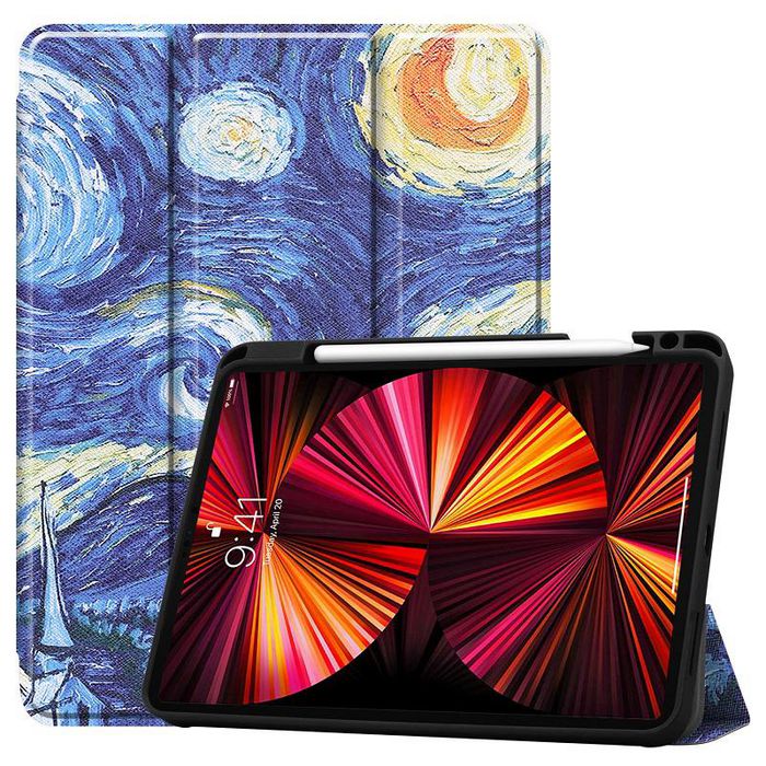 CoreParts Cover for iPad Pro 11" 1/2/3 Gen (2018-2021) Tri-fold Caster TPU Cover Built-in S Pen Holder with Auto Wake Function - Starry Sky Style - W126439197
