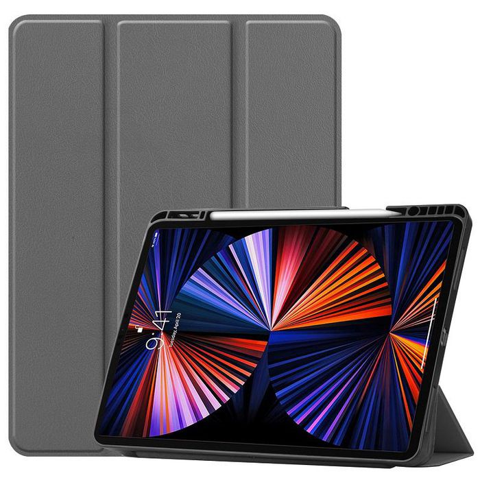 CoreParts Cover for iPad Pro 12.9" 2021 For iPad Pro 12.9" 5th Gen (2021) Tri-fold Caster TPU Cover Built-in S Pen Holder with Auto Wake Function - Gray - W126439221