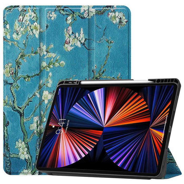 CoreParts Cover for iPad Pro 12.9" 2021 For iPad Pro 12.9" 5th Gen (2021) Tri-fold Caster TPU Cover Built-in S Pen Holder with Auto Wake Function - Blossom Style - W126439227