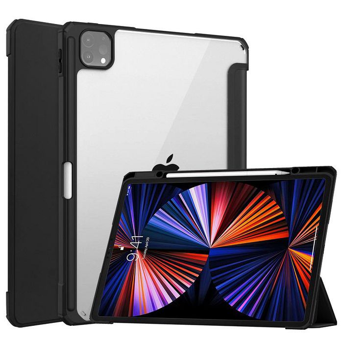CoreParts Cover for iPad Pro 12.9" 2021 For iPad Pro 12.9" 5th Gen (2021) Tri-fold Transparent TPU Cover Built-in S Pen Holder with Auto Wake Function - Black - W126439228