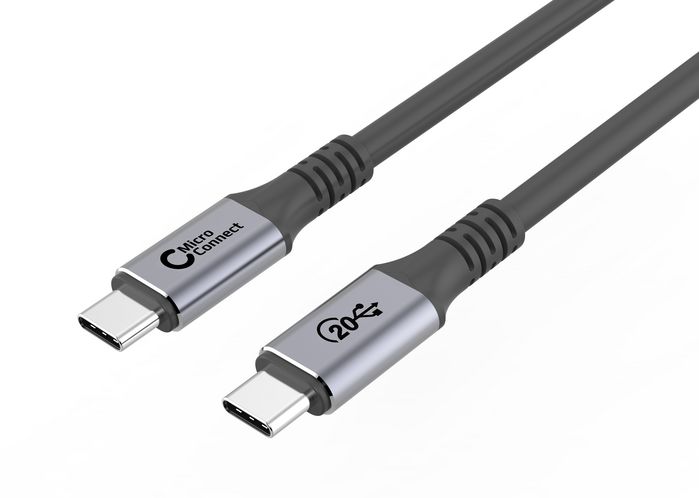 USB3.2CC2, MicroConnect USB-C cable 2m, 100W, 20Gbps, USB 3.2 Gen 2x2
