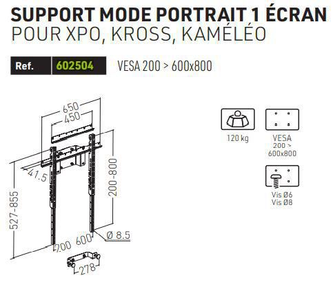 Erard Pro XPO - Support écran mode portrait VESA 600x800 max. - W125431239