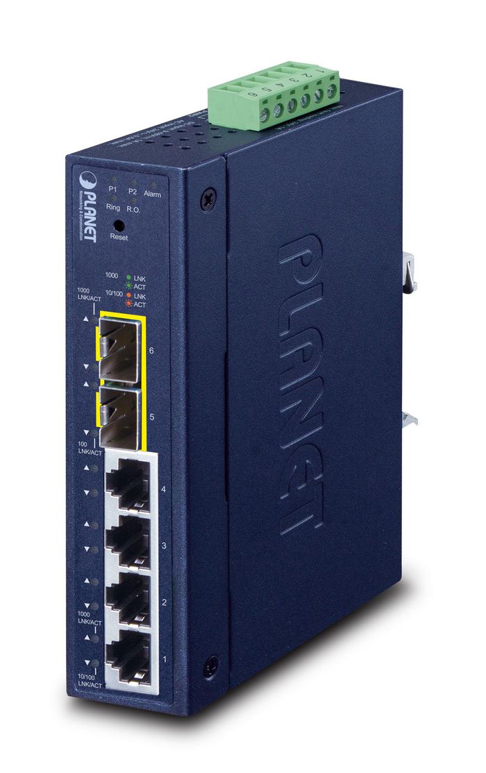 Planet Industrial L2/L4 4-Port 10/100/1000T + 2-Port 100/1000X SFP Managed Switch - W126485970