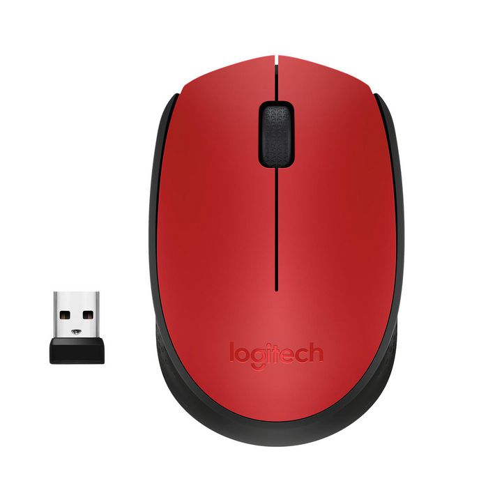 Logitech M171 Wireless Mouse, RF Wireless, Alkaline, Red - W125282025
