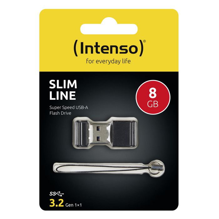 Intenso Slim Line, 8GB, USB 3.0, up to 100MB/s, Black - W125109325
