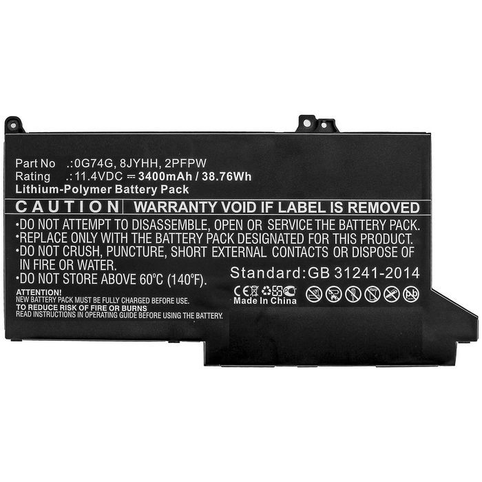 CoreParts Laptop Battery for Dell 38.76Wh Li-Polymer 11.4V 3400mAh for Dell Latitude 12 5300, Latitude 12 7280, Latitude 12 7300 - W126385607