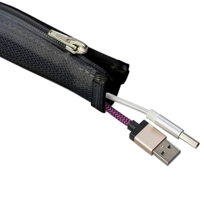 Kondator Braided cable tube Ø20 mm (Zipper), 3 m, Black - W126571523