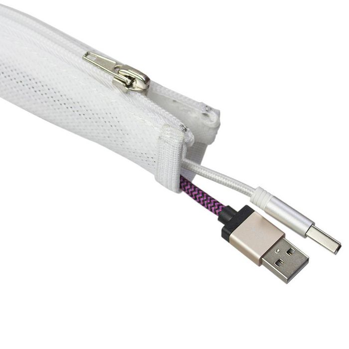 Kondator Braided cable tube Ø20 mm (Zipper), 1.5 m, White - W126571522