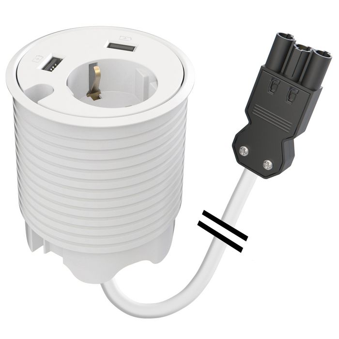 Kondator Type F, 2 USB-chargers, Cable-throughs, GST18i3, White - W126571579