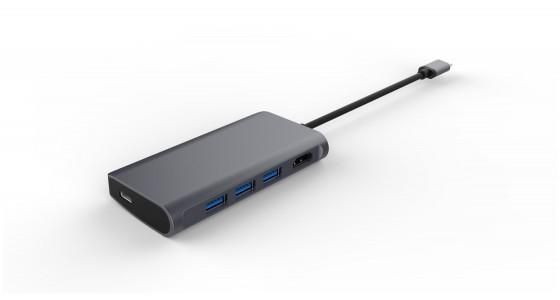 LMP USB-C Video Hub 5 Port, HDMI, 3x USB 3.0 (1x 1.5A), USB-C (PD & data), alu. housing, space grey - W126584895