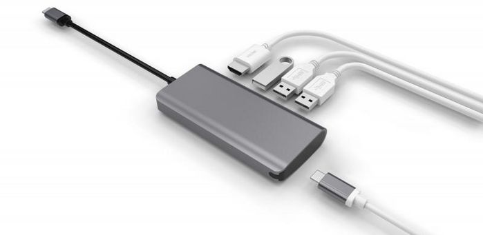 LMP USB-C Video Hub 5 Port, HDMI, 3x USB 3.0 (1x 1.5A), USB-C (PD & data), alu. housing, space grey - W126584895