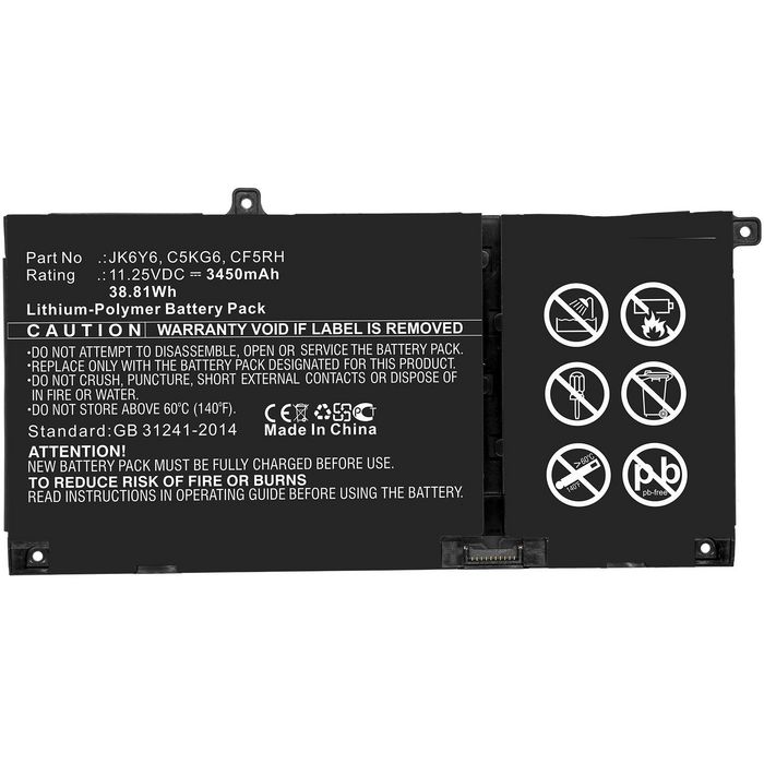 CoreParts Laptop Battery for Dell 38.81Wh Li-Polymer 11.25V 3450mAh for Dell Inspiron 13 5301, Inspiron 14 5406 2-in-1, Latitude 15 3510 - W126385608