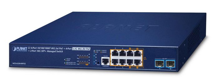 Planet L3 4-Port 10/100/1000T 802.3at PoE + 4-Port 2.5G 802.3bt PoE + 2-Port 10G SFP+ Managed Switch - W126582751