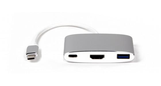 LMP USB-C (m) to HDMI [4Kx2K] (f) & USB 3.0 (f) & USB-C charging Multiport Adapter, Aluminium housing, s - W126584848