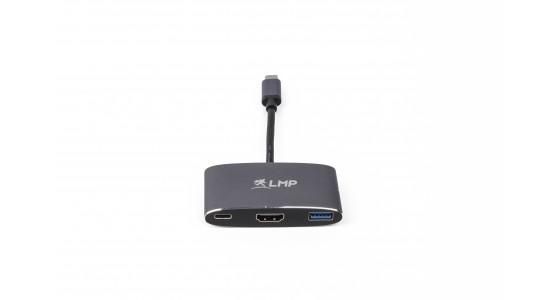 LMP USB-C 3.1 Type-C male, 1x HDMI 1.4 (up to UHD 4K), 1x USB 3.0 (up to 5 Gbps), 1x USB-C for Power Delivery, Aluminum, 73 x 200 x 15 mm, 48 g - W126585061