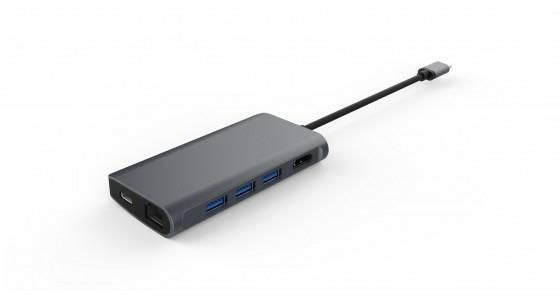 LMP USB-C mini Dock, HDMI, 3x USB 3.0, Ethernet, SD/MicroSD, USB-C charging, Aluminium Housing, Space gr - W126584863