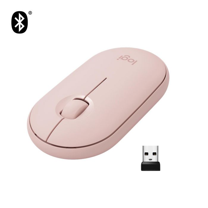 Logitech Pebble M350 Wireless Mouse, RF Wireless + Bluetooth, Alkaline, Pink - W126628313