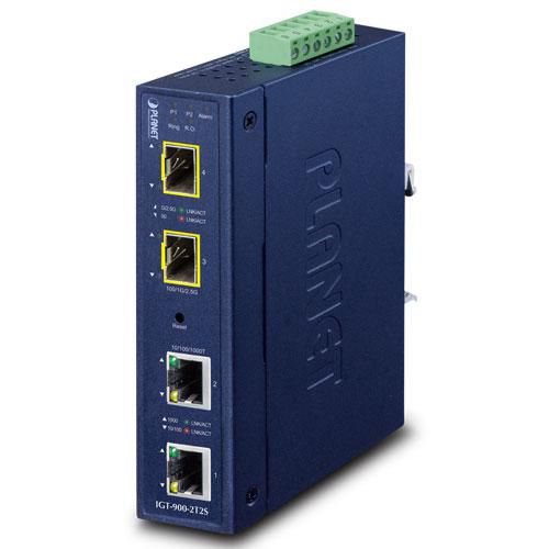 Planet Industrial 2-Port 10/100/1000T + 2-Port 100/1000/2500X SFP Managed Media Converter - W126631591