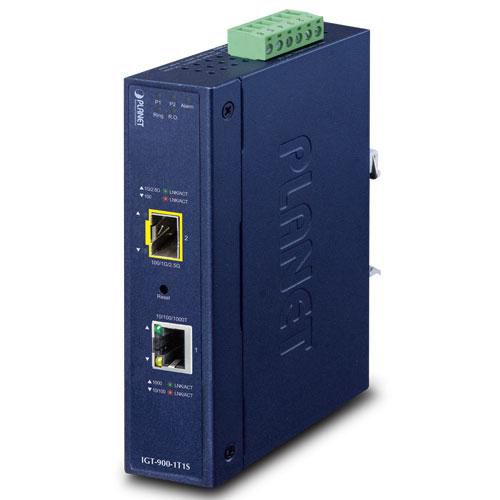 Planet Industrial 1-Port 10/100/1000T + 1-Port 100/1000/2500X SFP Managed Media Converter - W126631590