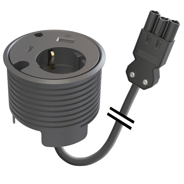 Kondator Powerdot-1 Power 1 USB/A Ch 1 USB/C port 2 Cable-throughs GST18i3,Black - W126571652