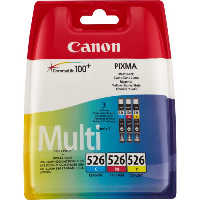 Canon CLI-526 C/M/Y Colour Ink Cartridge Multipack - W124319927