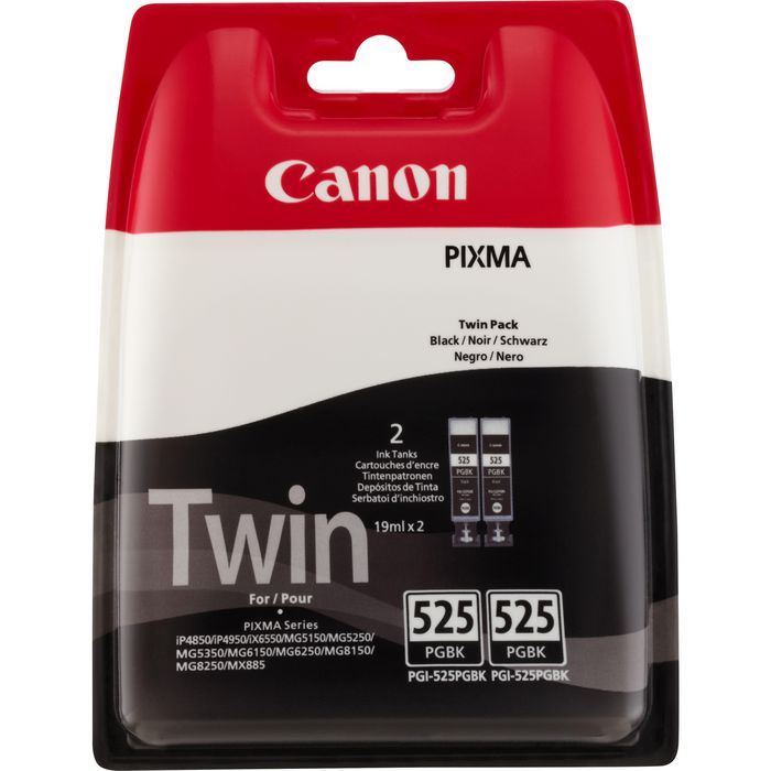 Canon PGI-525PGBK Pigment Black Ink Cartridge (Twin Pack) - W124720142