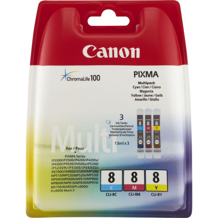 Canon CLI-8 C/M/Y Colour Ink Cartridge Multipack - W125080841