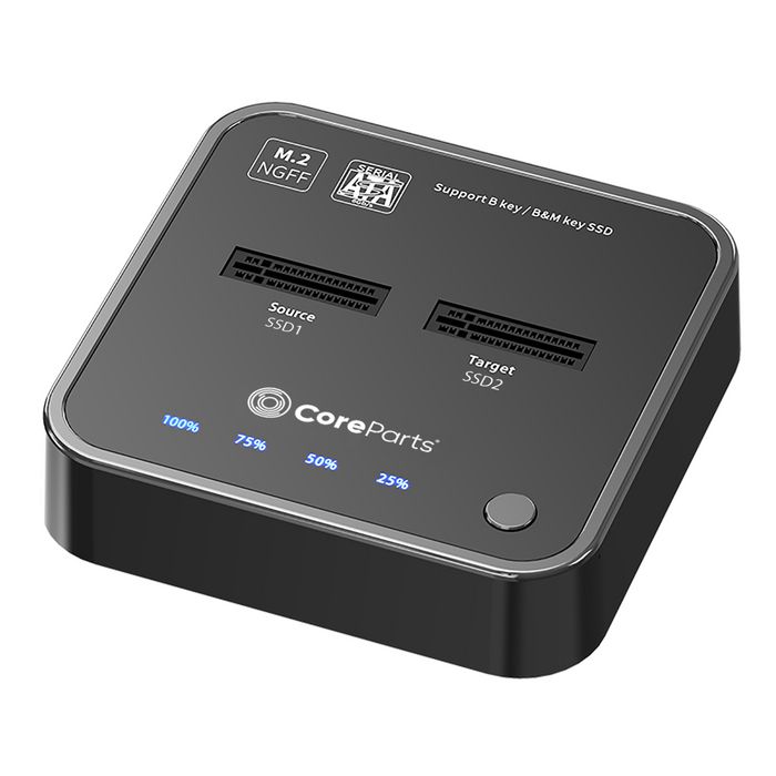 MS-CLONER-SATA, CoreParts USB3.2 Type C (10Gbps) SATA M.2 SSD cloner,  Docking Station for M.2 SATA to M.2 SATA with Clone Function- Box includes  USB-C Cable, Power Supply and user manual