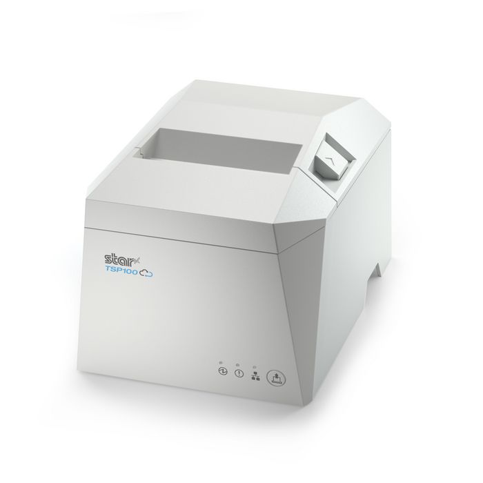 Star Micronics Thermal Receipt Printer, 80mm Wide Paper, 24VDC Internal Power Supply, Autocutter, USB-C, USB-A with AOA Android Data & Charge, Ethernet LAN, CloudPRNT, White Case, UK & EU Version - W126688905
