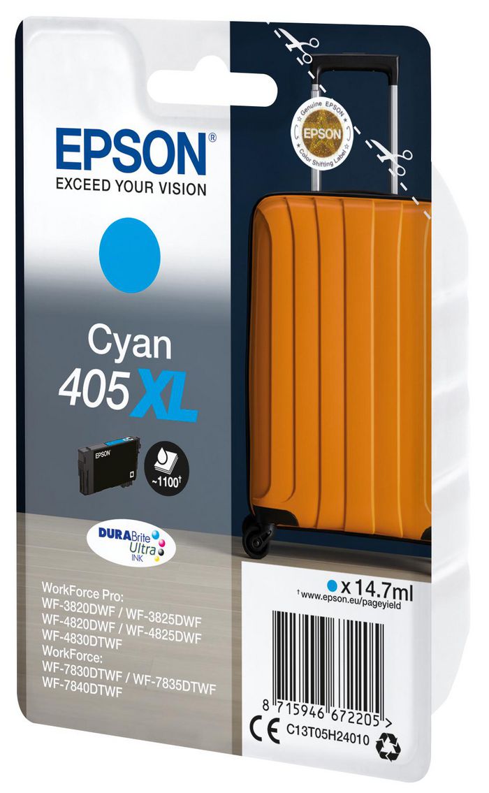 Epson Singlepack Cyan 405XL DURABrite Ultra Ink - W126789962