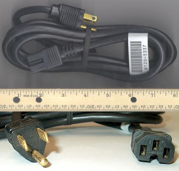 HP Power cord (Black) - 16 AWG, 2.5m (8.2ft) long - Has straight (F) C15 receptacle with a `U` shaped channel above the ground pin to prevent use of a lower rated power cord (For 120VAC in the United States and Canada) - W124335227