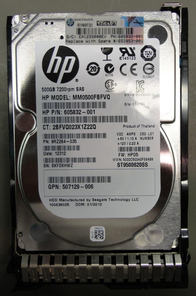 Hewlett Packard Enterprise 500GB dual-port SAS hard disk drive - 7,200 RPM, 6Gb/sec transfer rate, 2.5-inch small form factor (SFF), Midline, SmartDrive Carrier (SC) - Not for use in MSA products - W125028065