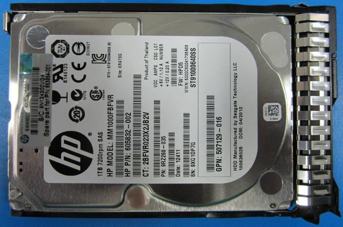 Hewlett Packard Enterprise 1TB dual-port SAS hard disk drive - 7,200 RPM, 6Gb/sec transfer rate, 2.5-inch small form factor (SFF), Midline, SmartDrive Carrier (SC) - Not for use in MSA products - W124881763