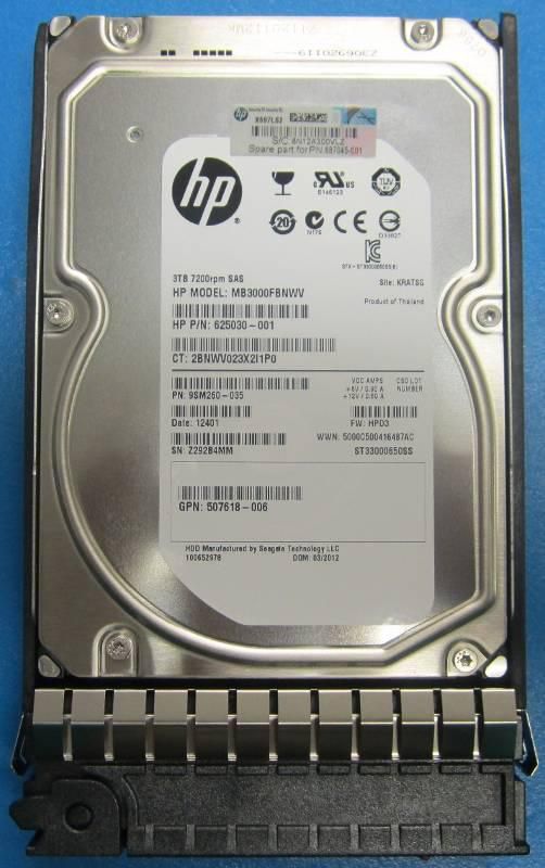 Hewlett Packard Enterprise 3 TB, 3.5", SAS, 7200 RPM, HDD - W124982008