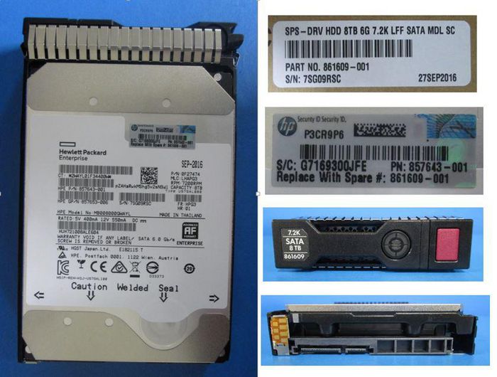 Hewlett Packard Enterprise HP 8TB 6G SATA 7.2K rpm LFF (3.5-inch) SC 512e Helium 1yr Warranty Hard Drive - W125188492