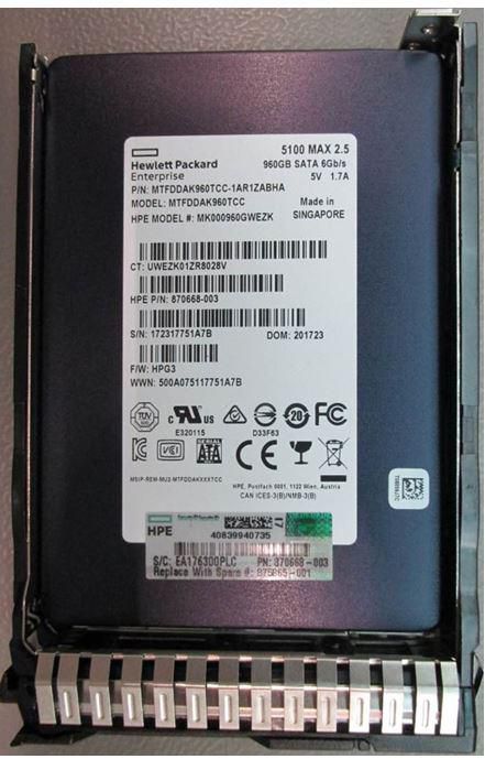 Hewlett Packard Enterprise 960GB, 2.5", SATA III, MU, SFF, SC - W125136411
