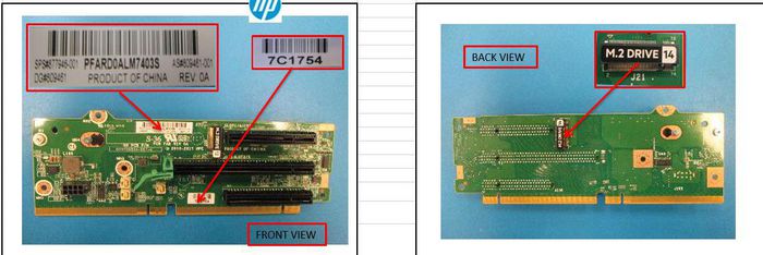 877946-001, Hewlett Packard Enterprise PCI-E / M.2 riser card for