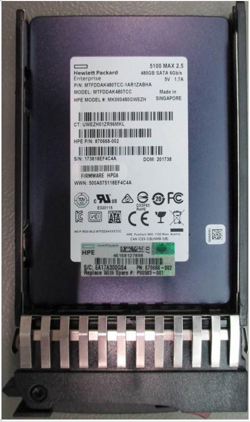 Hewlett Packard Enterprise SSD 480GB 6G SFF SATA MU - W125267662EXC