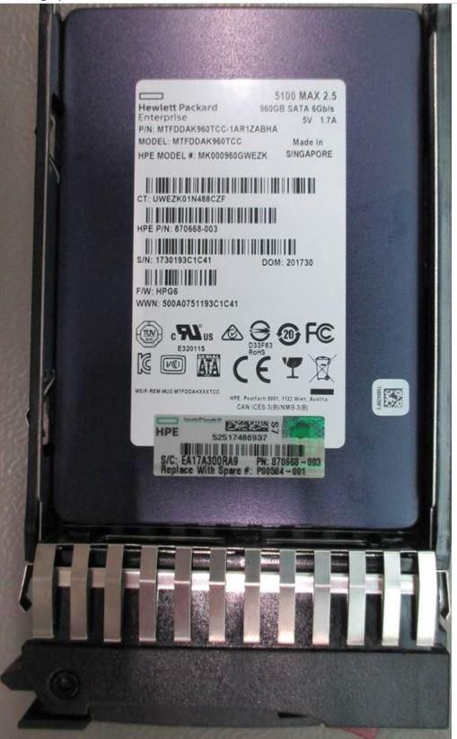 Hewlett Packard Enterprise SSD 960GB 6G SFF SATA MU - W124768195EXC