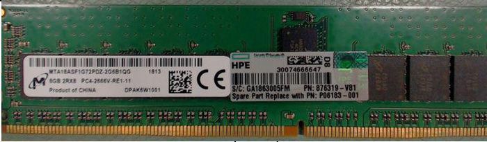 Hewlett Packard Enterprise 8GB PC4, 2666V-R, 512M, Dual Rank x8, dual data rate (DDR4) mode, dual in-line memory module (DIMM) - W126150280EXC