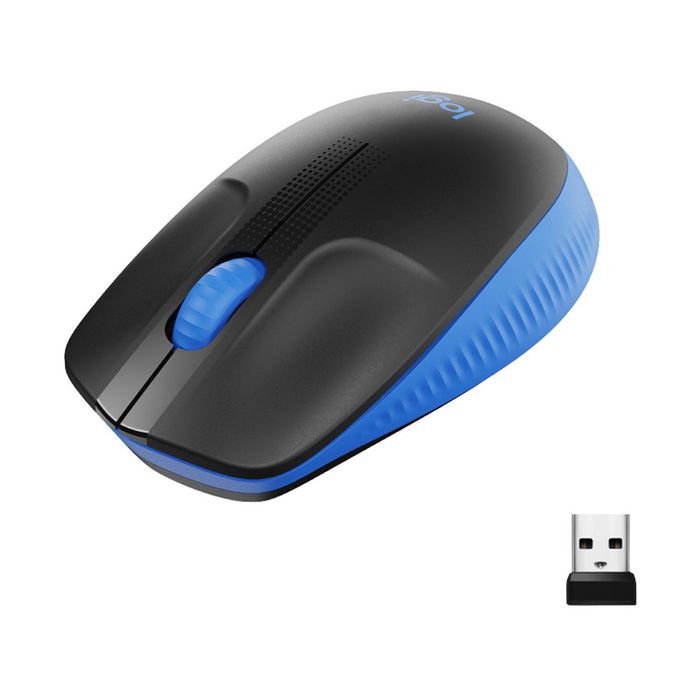 Logitech M190 Full-size wireless mouse, RF Wireless, Alkaline - Blue