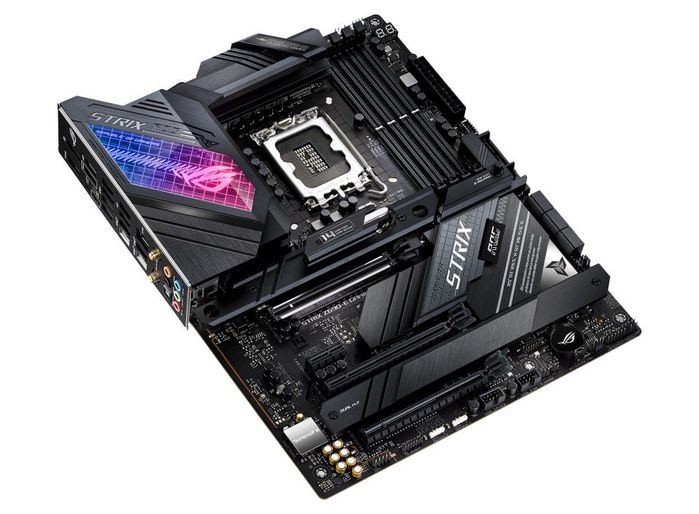 Asus Intel® Z690 LGA 1700 ATX motherboard with PCIe® 5.0, 18+1 power stages, DDR5, Two-Way AI Noise Cancelation, WiFi 6E, Intel® 2.5 Gb Ethernet, five M.2 slots with heatsinks (including two on the bundled ROG Hyper M.2 card), PCIe® 5.0 NVMe® SSD support, M.2 Combo-Sink, M.2 backplate, PCIe® Slot Q-Release, USB 3.2 Gen 2x2 Type-C®, SATA and Aura Sync RGB lighting - W126823617