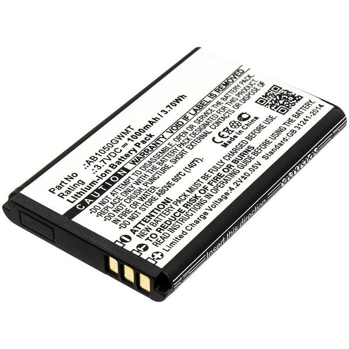 CoreParts Mobile Battery for Mobile: 3.70Wh Li-ion 3.7V 1000mAh White for Doro Mobile, SmartPhone 1362, 2414, 2424 Philips: E103, E106, Xenium E103, Xenium E106, Xenium E255 - W126891199