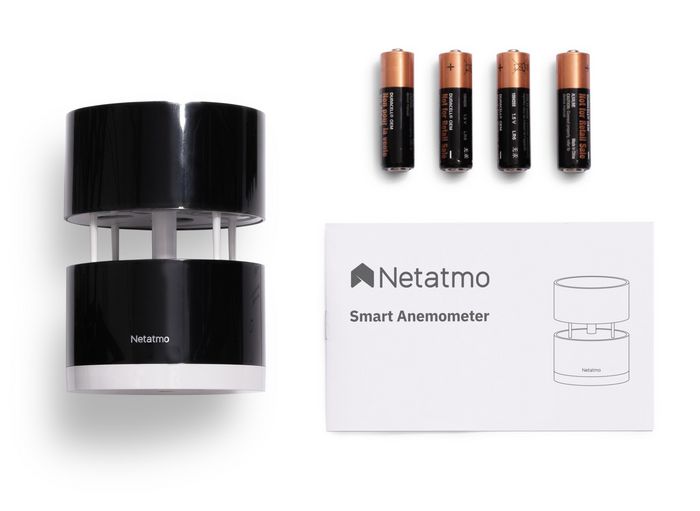 Netatmo 0 - 50 m/s (180 km/h, 112 mph), 0.5 m/s (1.8 km/h, 1 mph), 4x AA, iOS/Android/WP - W124366701